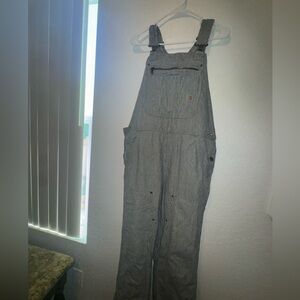 WOMEN'S RELAXED FIT DENIM RAILROAD STRIPE BIB OVERALL Size Medium 8-10